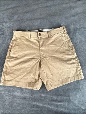 J Crew Shorts Mens 30 Beige Khaki Chino 7 Inch Inseam Stretch Cotton Spandex NEW
